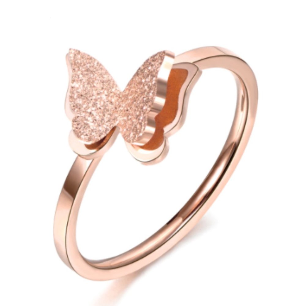Rose Gold Tone Butterfly Ring